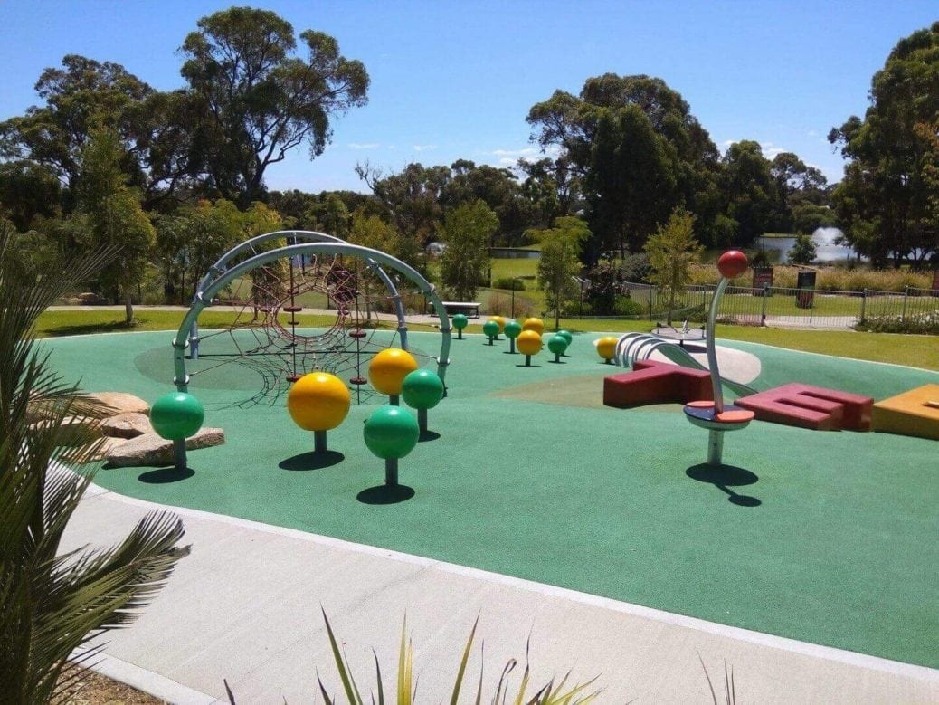 Outdoor play equipment at 300 Acres Restaurant & Bar