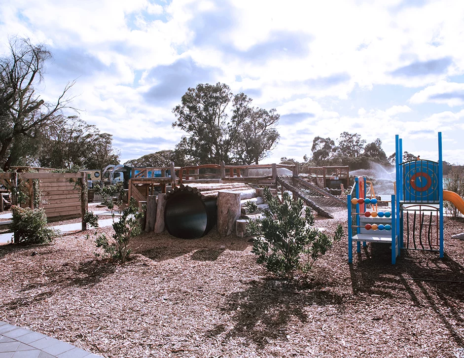 Outdoor play equipment at the Crooked Carrot